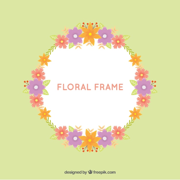 Cadre floral avec une couronne dans un style plat