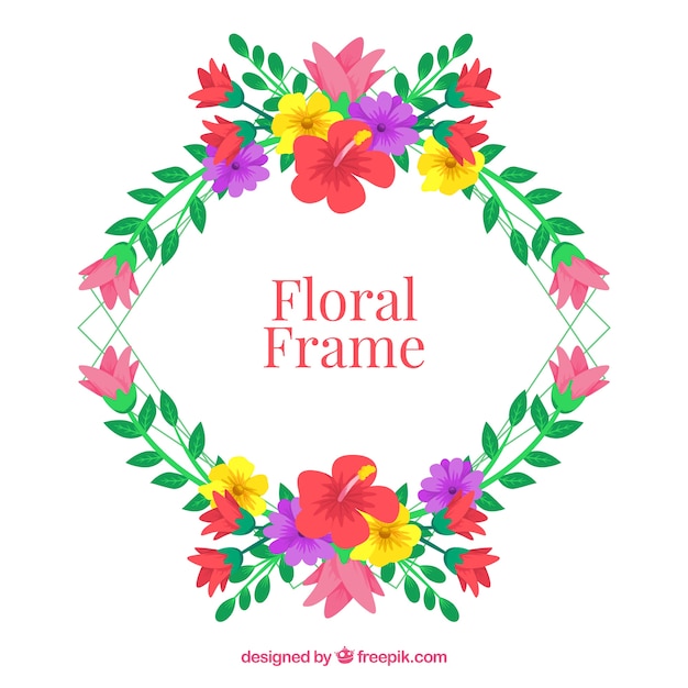 Vecteur gratuit cadre floral avec une couronne