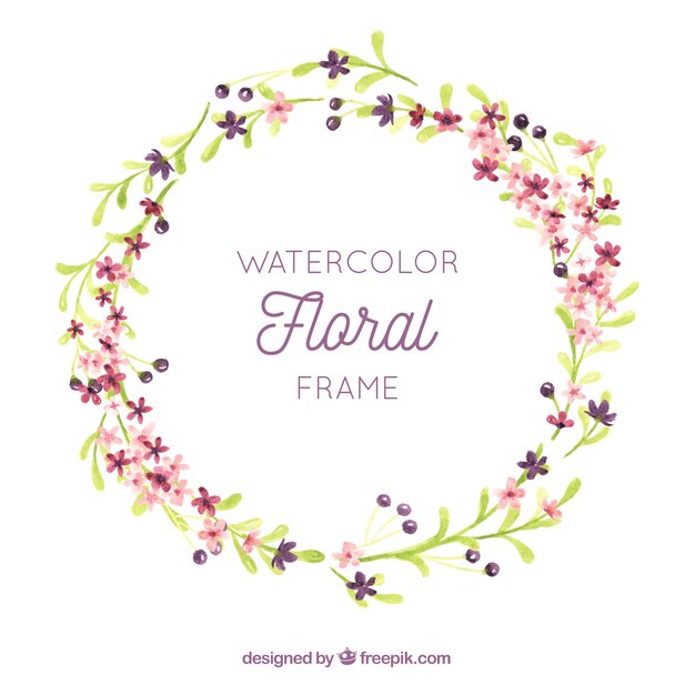 Cadre floral dans un style aquarelle