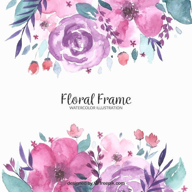 Cadre Floral Dans Un Style Aquarelle