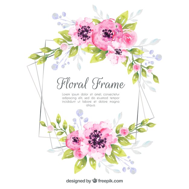 Cadre floral dans un style aquarelle