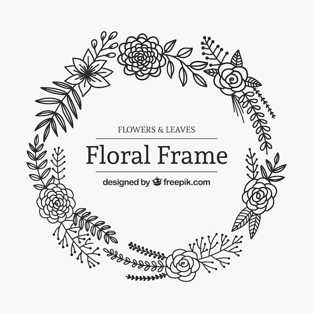 Vecteur gratuit cadre floral dans un style dessiné à la main