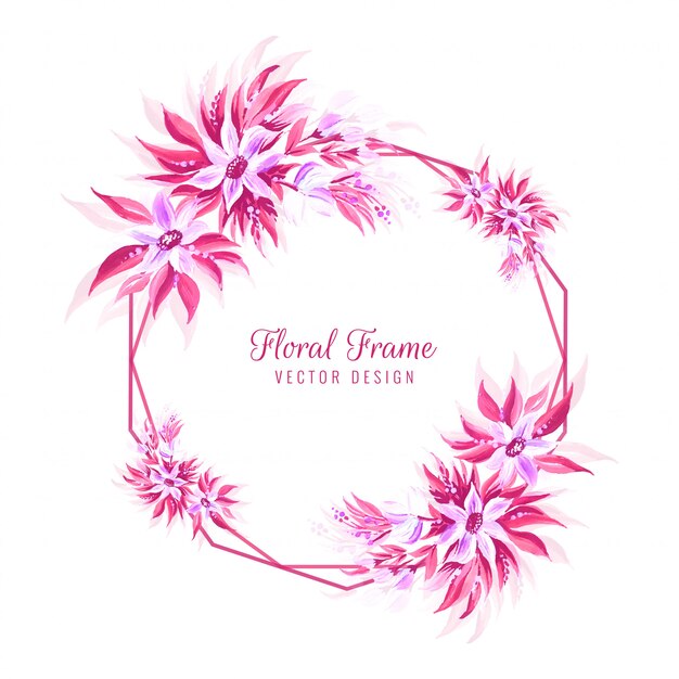 Cadre floral décoratif sur fond blanc