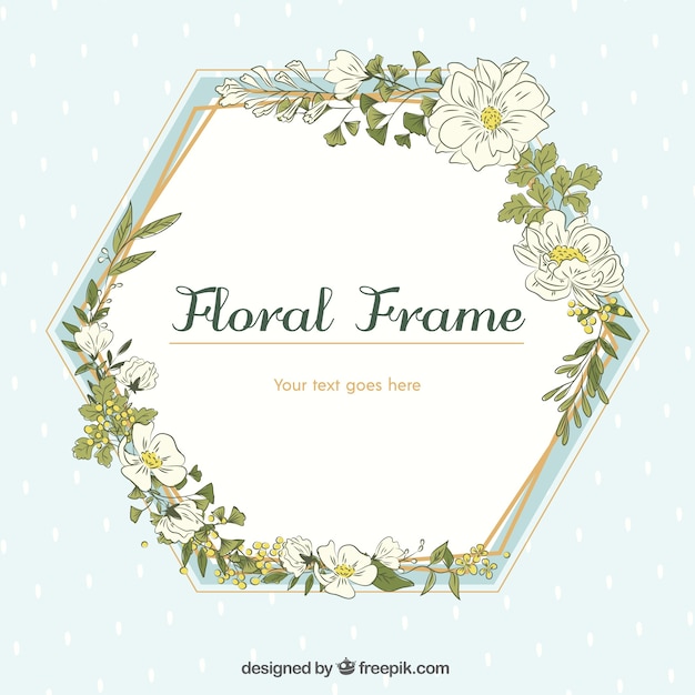 Cadre floral dessiné à la main avec un design géométrique