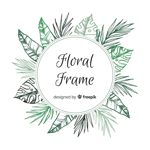 Vecteur gratuit cadre floral dessiné main élégant