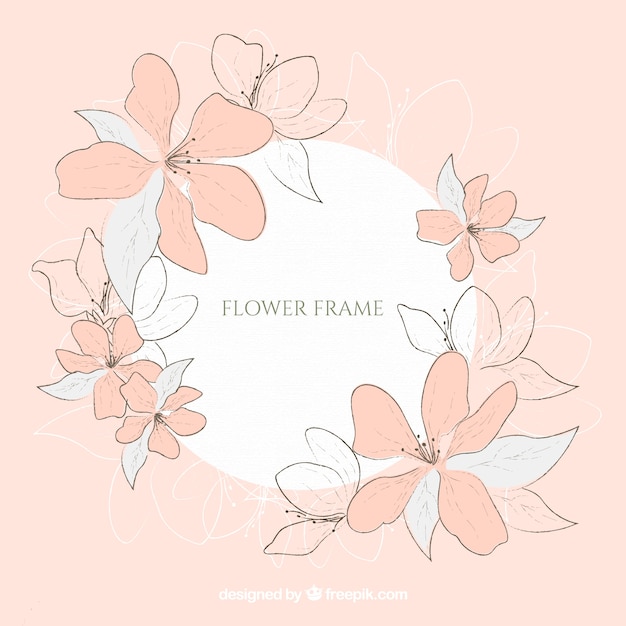 Cadre Floral Dessiné à La Main