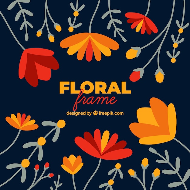 Vecteur gratuit cadre floral avec différents types de fleurs