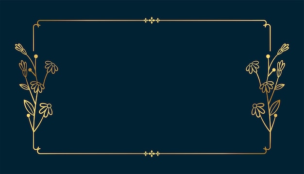 Vecteur gratuit cadre floral doré dessiné à la main avec espace de texte