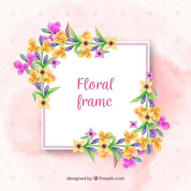 Cadre floral avec des fleurs gaies