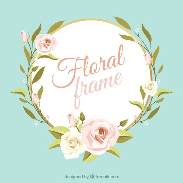 Cadre Floral Plat Avec Style élégant