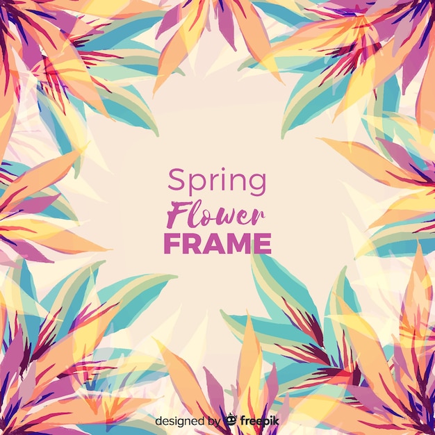 Cadre floral de printemps aquarelle