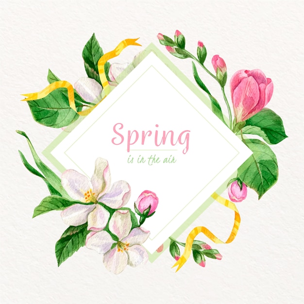 Cadre Floral De Printemps Aquarelle