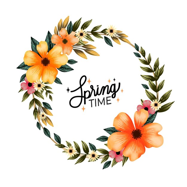 Cadre floral de printemps aquarelle