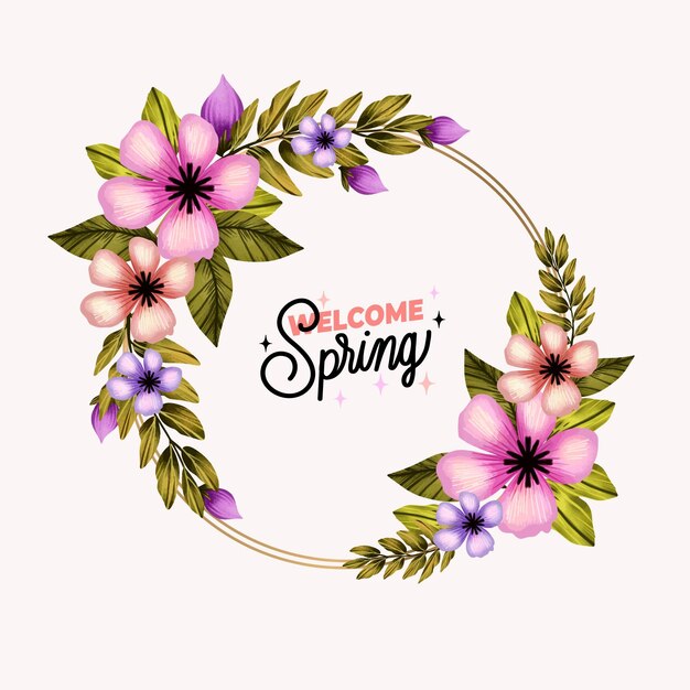 Cadre floral de printemps aquarelle