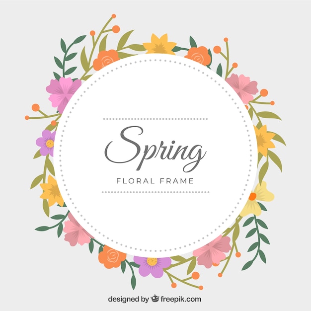 Cadre Floral De Printemps Dans Un Style Plat