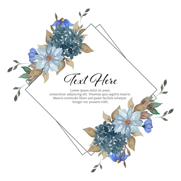 Cadre floral rustique bleu indigo romantique