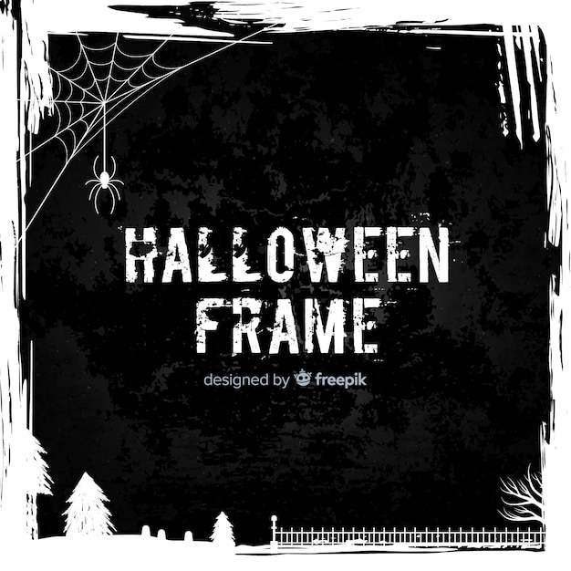 Vecteur gratuit cadre halloween effrayant avec un design plat