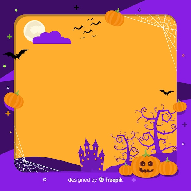 Vecteur gratuit cadre halloween effrayant avec un design plat