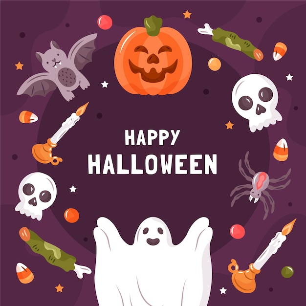 Vecteur gratuit cadre d'halloween effrayant dessiné à la main