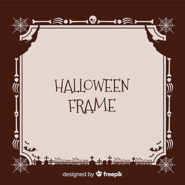 Vecteur gratuit cadre halloween effrayant avec style vintage
