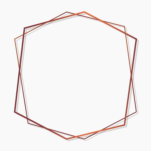 Vecteur gratuit cadre hexagonal en bronze sur le modèle de fond blanc