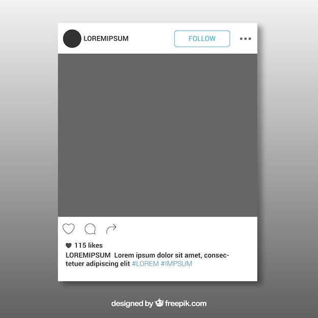 Vecteur gratuit cadre instagram gris