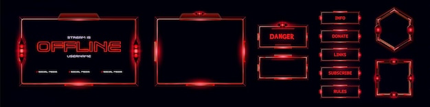 Le cadre de jeu Red hud ui Cyber et l'écran futuriste