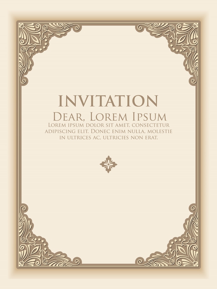 Vecteur gratuit cadre de monogramme floral et géométrique de vecteur sur fond gris clair avec exemple de texte. élément de conception de monogramme. carte d'invitation à l'ancienne.