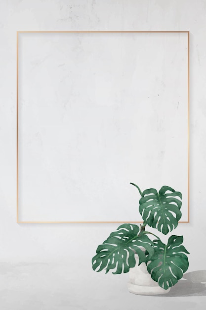 Cadre de monstera rectangle blanc