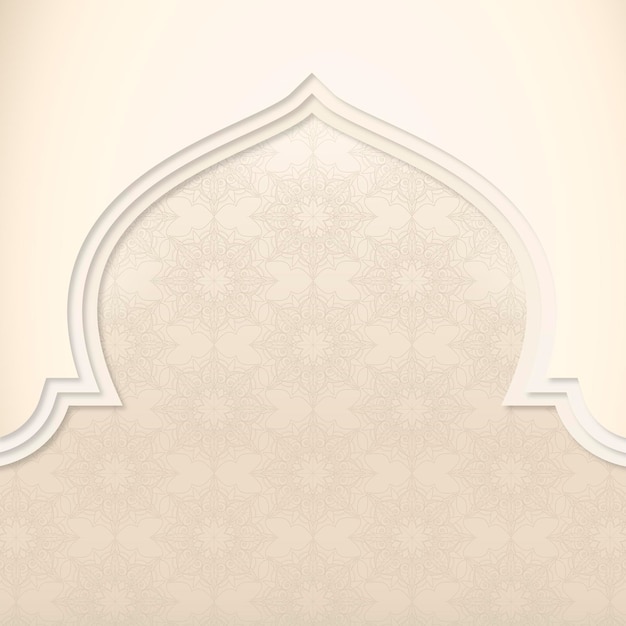 Vecteur gratuit cadre de mosquée à motifs beige