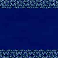 Vecteur gratuit cadre à motif vague japonais bleu foncé, remix d'œuvres d'art de watanabe seitei