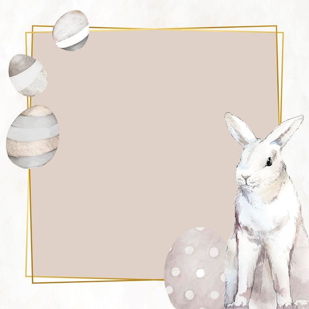 Cadre de Pâques or avec vecteur lapin et oeufs