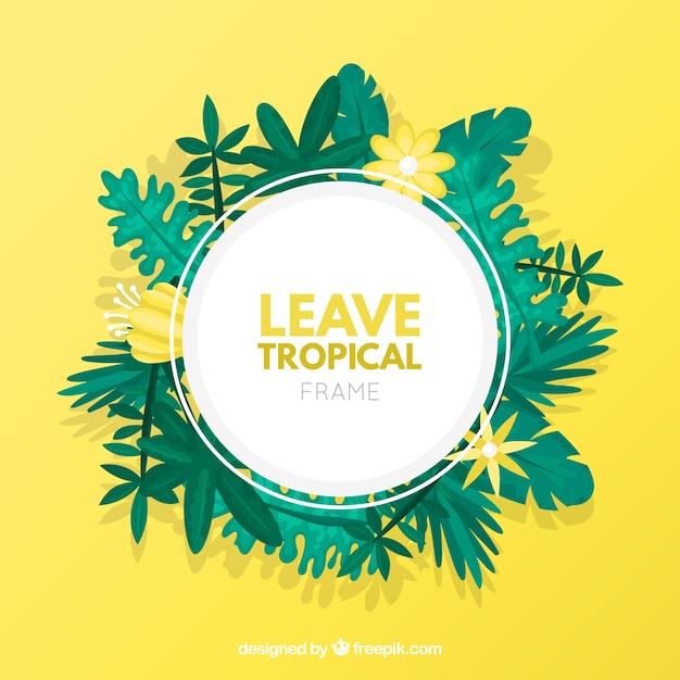 Vecteur gratuit cadre plat d'été avec des feuilles tropicales