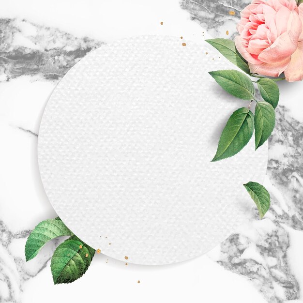 Cadre rond floral blanc