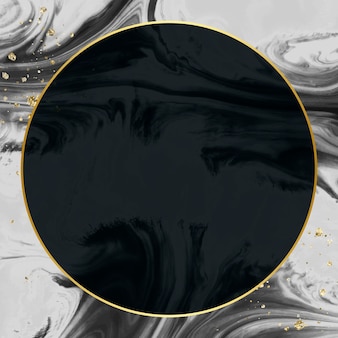 Cadre rond d'or sur l'aquarelle noire abstraite