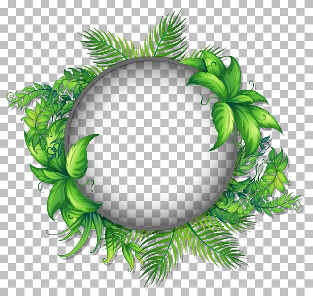 Cadre rond transparent avec modèle de feuilles tropicales