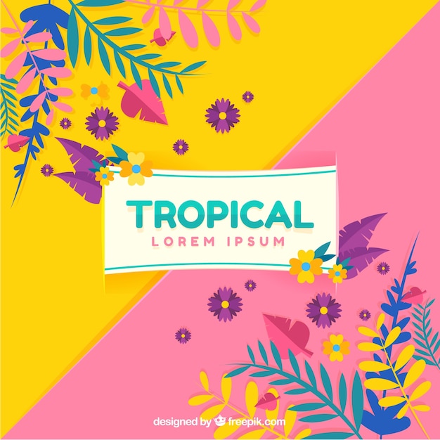 Cadre Tropical Avec Des Feuilles Dans Un Style Plat