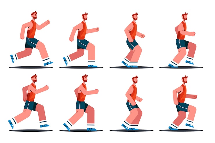 Vecteur gratuit cadres d'animation de personnages plats