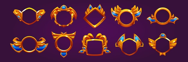 Cadres d'avatar de jeu de badges d'or