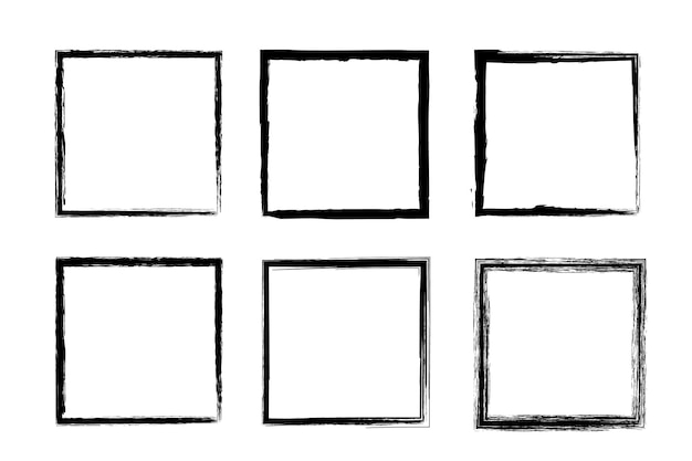 Cadres carrés dessinés à la main grunge doodle carré vecteur de stock illustration d'emblème de timbre isolé