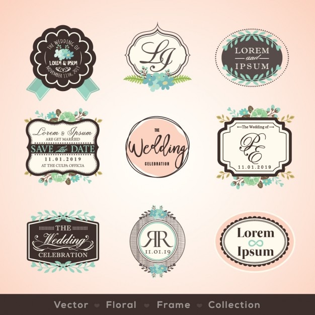 Vecteur gratuit cadres vintage et des éléments de conception pour les cartes de voeux de mariage invitation d'anniversaire