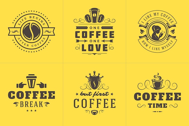 Illustration De Conception De Phrase Inspirante De Style Typographique Vintage De Citation De Cafe Vecteur Premium