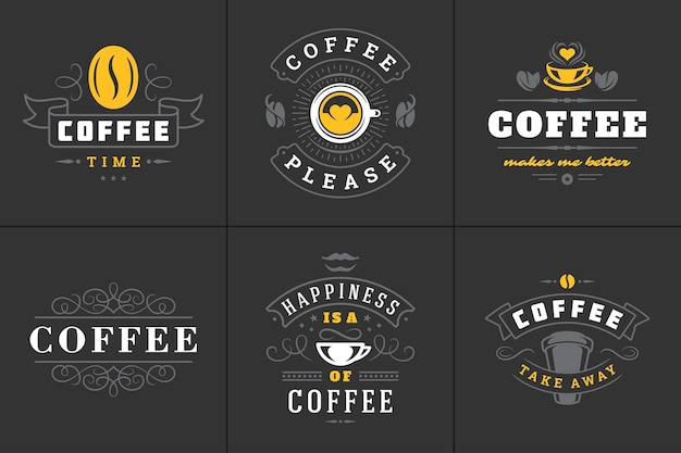 Illustration De Conception De Phrase Inspirante De Style Typographique Vintage De Citation De Cafe Vecteur Premium