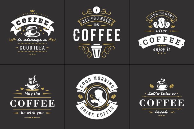 Citation De Cafe Expression Inspirante De Style Typographique Vintage Vecteur Premium