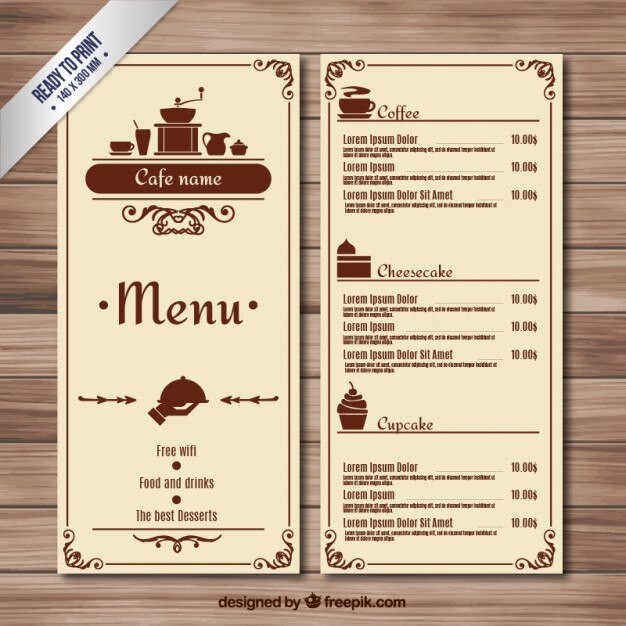 Vecteur gratuit café menu rétro