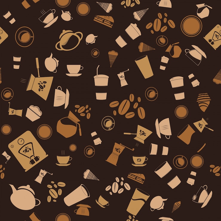 Café vectoriel sans soudure. icône de motif de fond