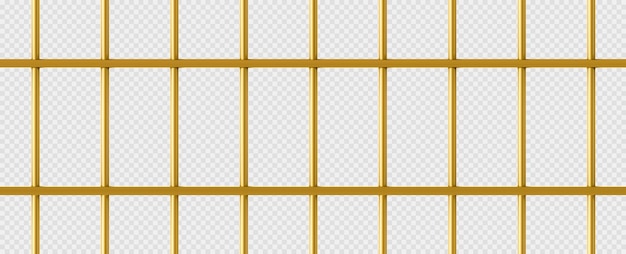Vecteur gratuit cage de prison dorée avec cage à oiseaux en barres métalliques dorées