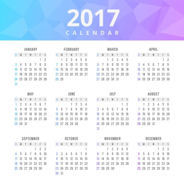 Vecteur gratuit calendrier 2017