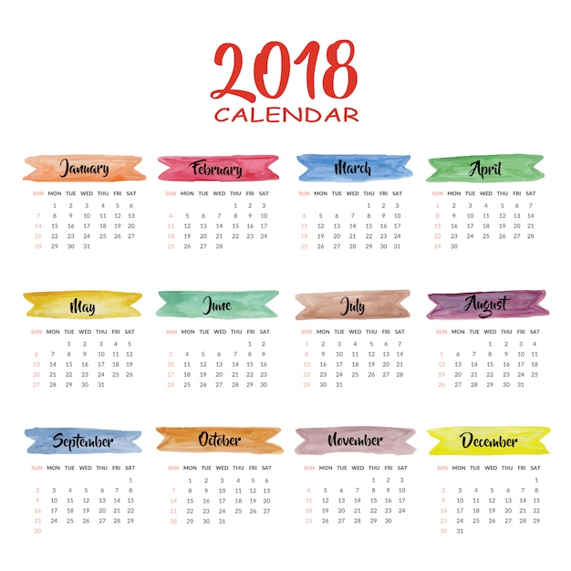 Vecteur gratuit calendrier 2018 design multicolore