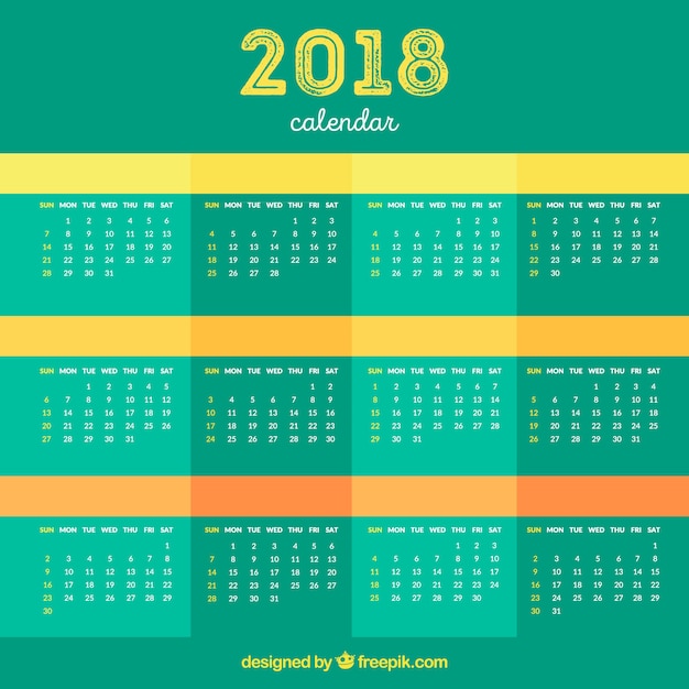 Vecteur gratuit calendrier 2018